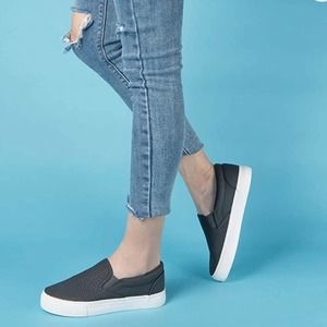 JENN ARDOR Sneakers Perforated Slip on Flats Comfortable Walking Casual Shoes